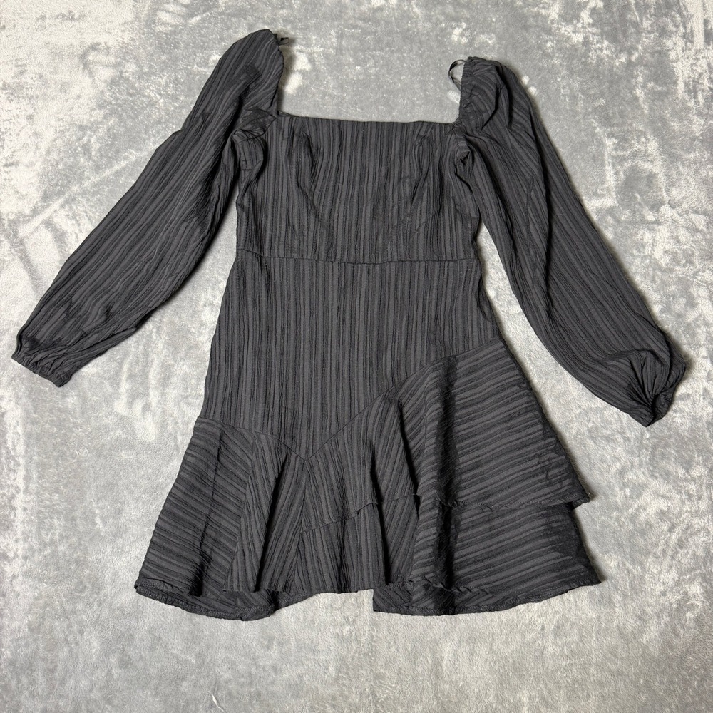 City Vibe SZ 3 Puff Sleeve‎ Mini Little Black Dress Short Square Neck Ruffle Hem